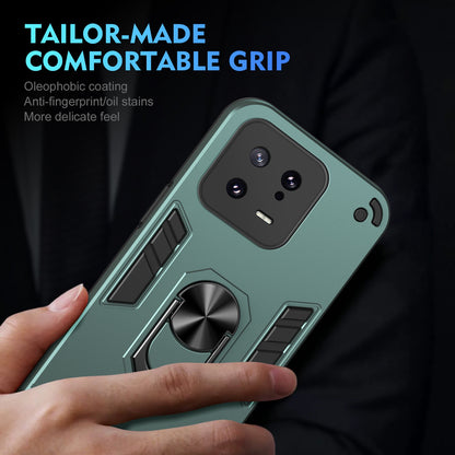 Shockproof Xiaomi 13 Phone Case with 360° Rotatable Metal Ring Holder, Magnetic Car Mount Stand, Ultra-Thin PC & Silicone Protection Cover