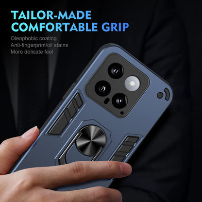 Shockproof Xiaomi 14 Phone Case with 360° Rotatable Metal Ring Holder, Magnetic Car Mount Stand, Ultra-Thin PC & Silicone Protection Cover