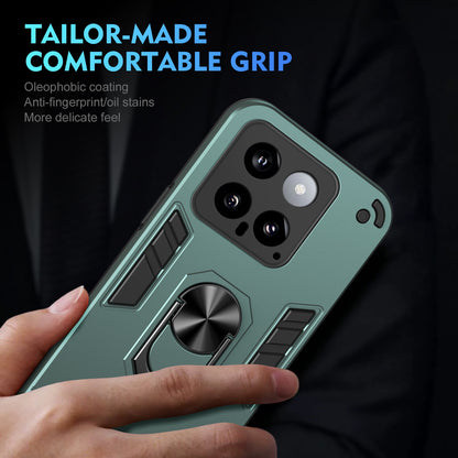 Shockproof Xiaomi 14 Phone Case with 360° Rotatable Metal Ring Holder, Magnetic Car Mount Stand, Ultra-Thin PC & Silicone Protection Cover