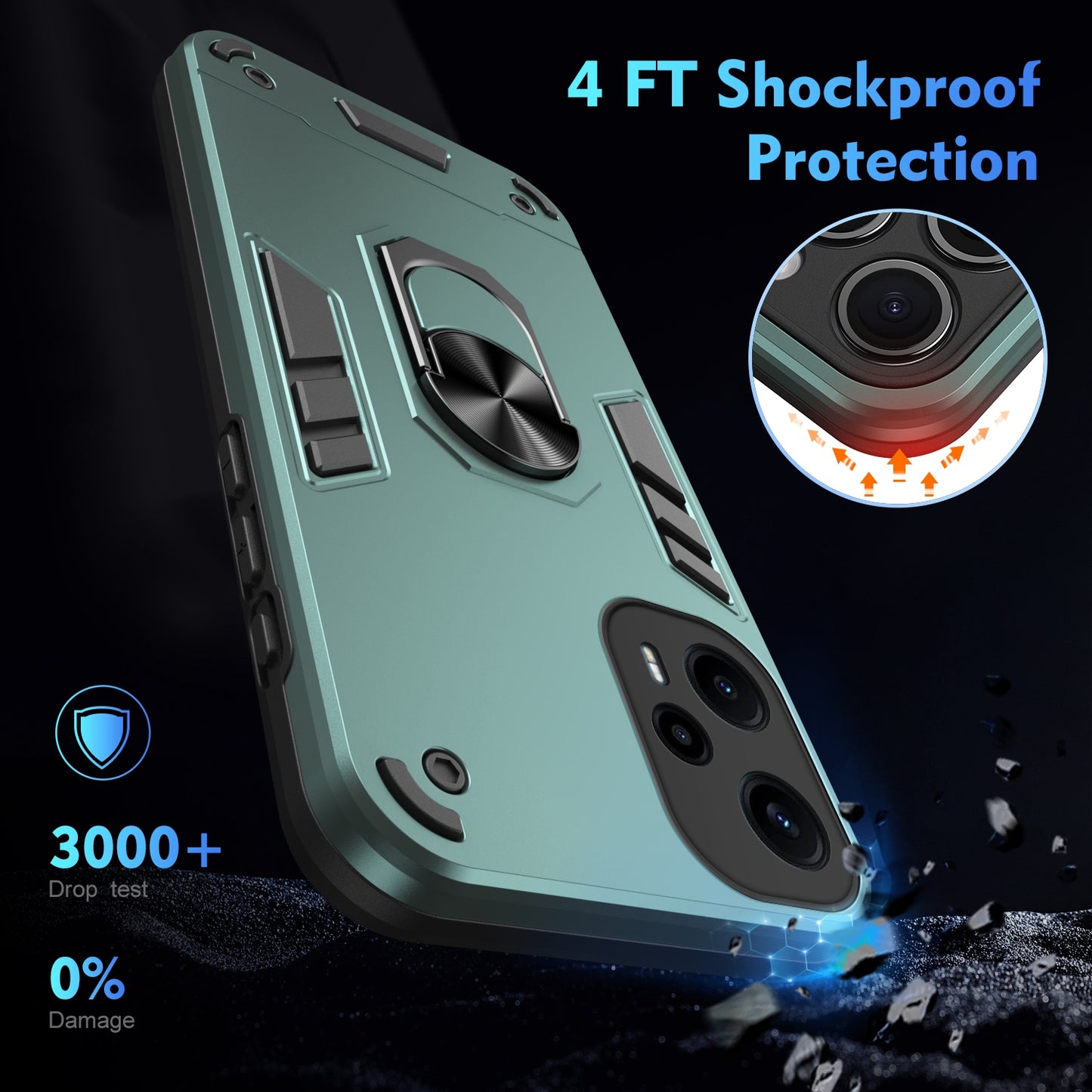 Shockproof Xiaomi Poco F5 5G Phone Case with 360° Rotatable Metal Ring Holder, Magnetic Car Mount Stand, Ultra-Thin PC & Silicone Protection Cover
