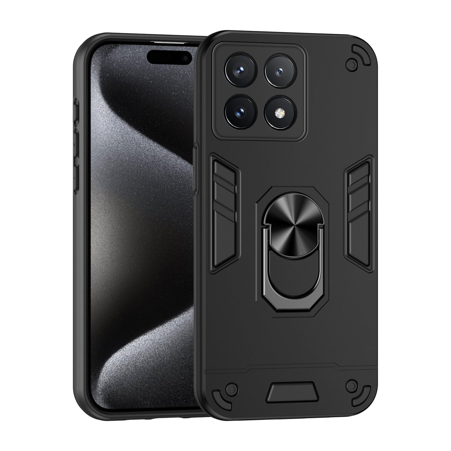 Shockproof Xiaomi Poco X6 Pro 5G Phone Case with 360° Rotatable Metal Ring Holder, Magnetic Car Mount Stand, Ultra-Thin PC & Silicone Protection Cover