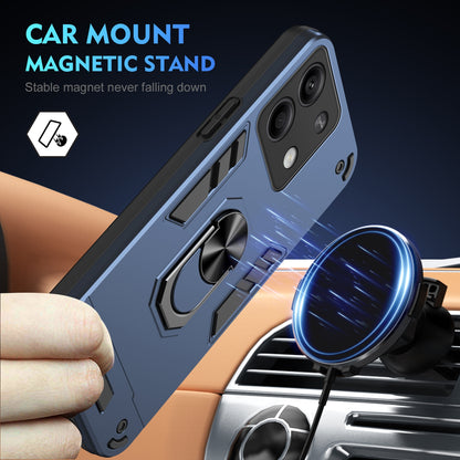 Shockproof Xiaomi Redmi Note 13 Phone Case with 360° Rotatable Metal Ring Holder, Magnetic Car Mount Stand, Ultra-Thin PC & Silicone Protection Cover