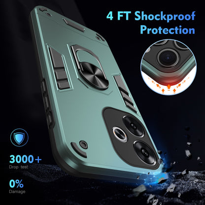 Shockproof Xiaomi Redmi Turbo 3 Phone Case with 360° Rotatable Metal Ring Holder, Magnetic Car Mount Stand, Ultra-Thin PC & Silicone Protection Cover