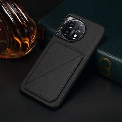 OnePlus 11 Calf Texture Leather Case with Dual Card Slots and Stand Function