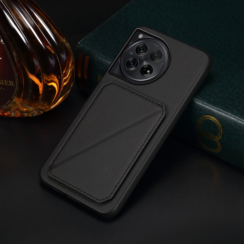 OnePlus 12 Calf Texture Leather Case with Dual Card Slots and Stand Function