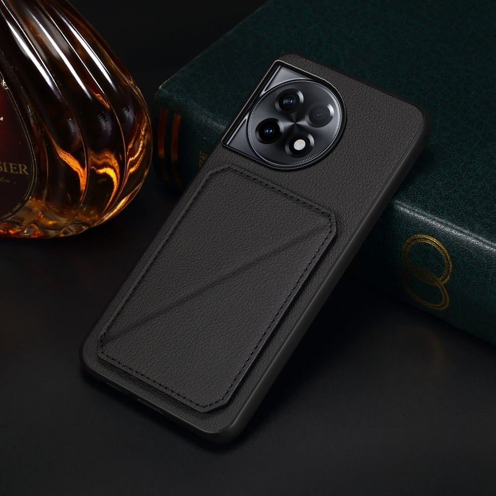 OnePlus Ace 2 Pro Calf Texture Leather Case with Dual Card Slots and Stand Function