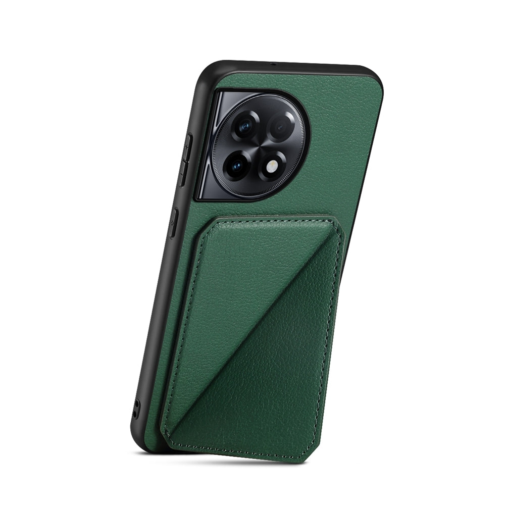 OnePlus Ace 2 Pro Calf Texture Leather Case with Dual Card Slots and Stand Function