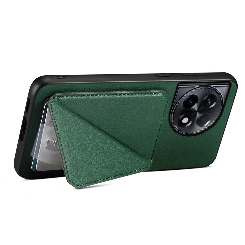 OnePlus Ace 2 Pro Calf Texture Leather Case with Dual Card Slots and Stand Function