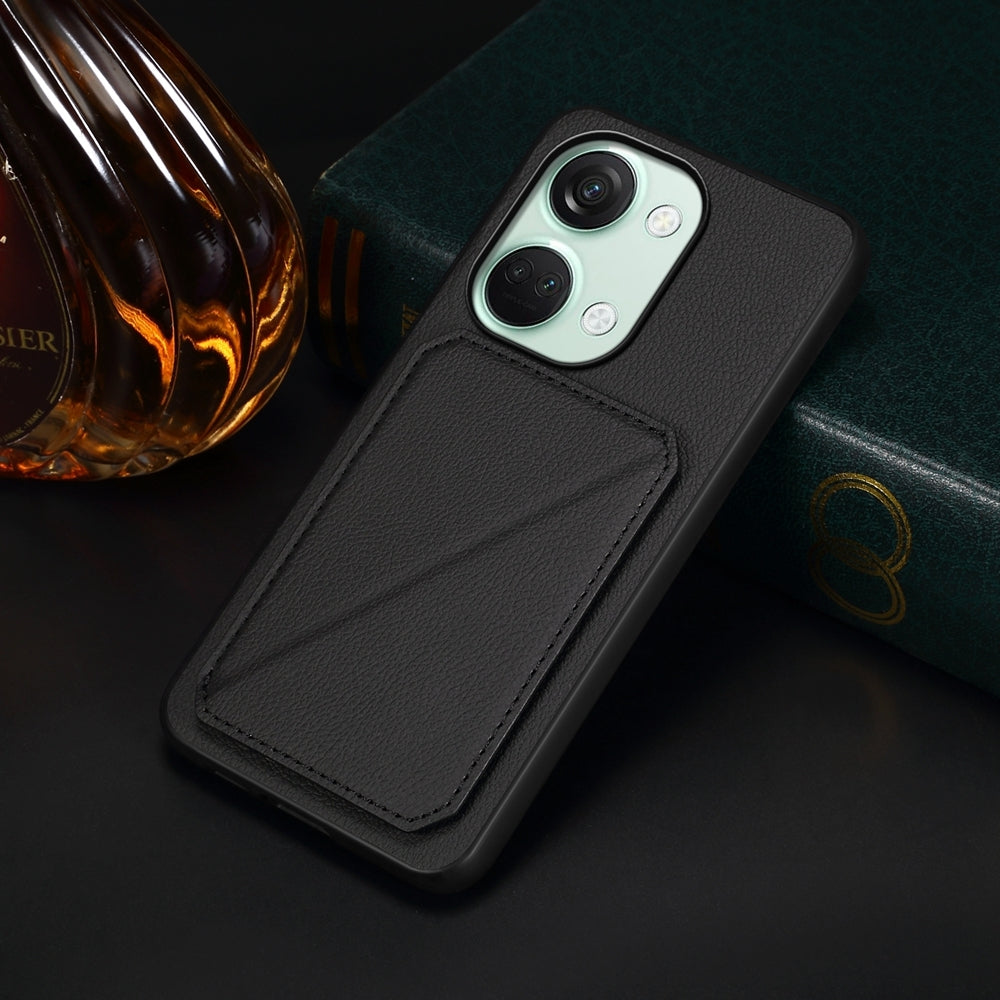 OnePlus Ace 2V Calf Texture Leather Case with Dual Card Slots and Stand Function