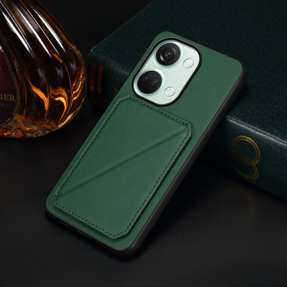 OnePlus Ace 2V Calf Texture Leather Case with Dual Card Slots and Stand Function