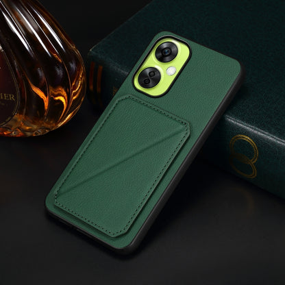 OnePlus Nord CE 3 Lite Calf Texture Leather Case with Dual Card Slots and Stand Function