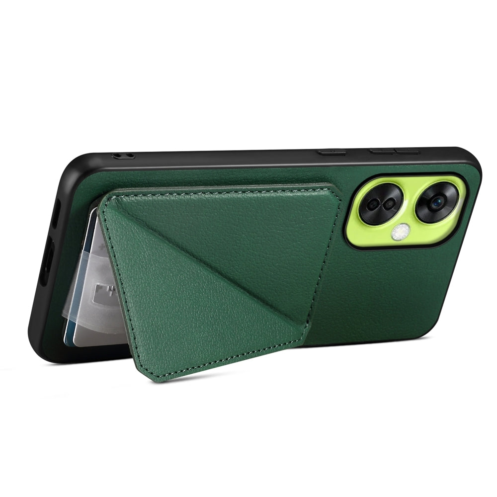 OnePlus Nord CE 3 Lite Calf Texture Leather Case with Dual Card Slots and Stand Function