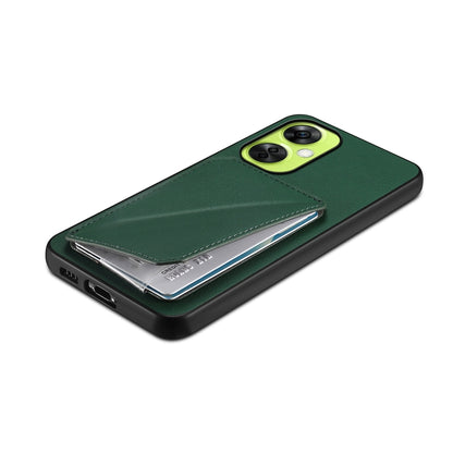 OnePlus Nord CE 3 Lite Calf Texture Leather Case with Dual Card Slots and Stand Function