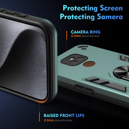 Shockproof Motorola Moto E7 Plus Phone Case with 360° Rotatable Metal Ring Holder, Magnetic Car Mount Stand, Ultra-Thin PC & Silicone Protection Cover