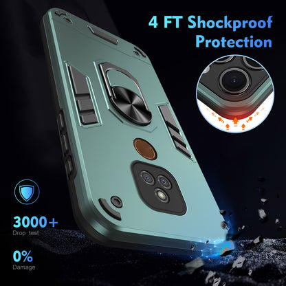 Shockproof Motorola Moto E7 Plus Phone Case with 360° Rotatable Metal Ring Holder, Magnetic Car Mount Stand, Ultra-Thin PC & Silicone Protection Cover