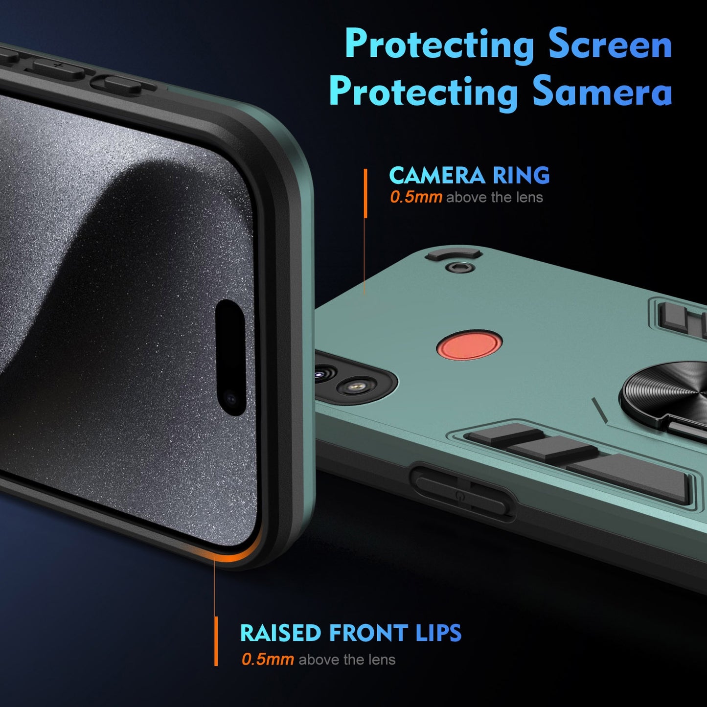 Shockproof Motorola Moto E7 Power Phone Case with 360° Rotatable Metal Ring Holder, Magnetic Car Mount Stand, Ultra-Thin PC & Silicone Protection Cover