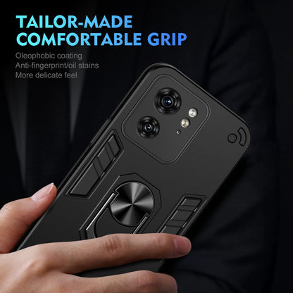 Shockproof Motorola Edge 40 Phone Case with 360° Rotatable Metal Ring Holder, Magnetic Car Mount Stand, Ultra-Thin PC & Silicone Protection Cover