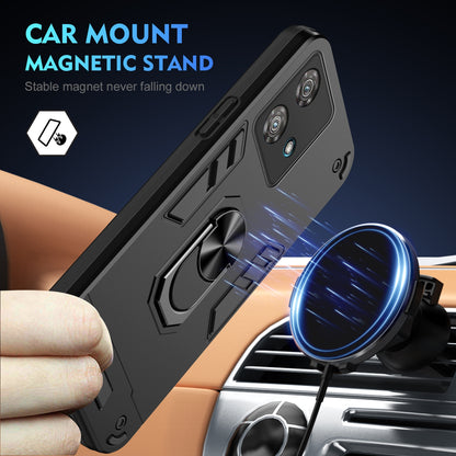 Shockproof Motorola Edge 40 Neo Phone Case with 360° Rotatable Metal Ring Holder, Magnetic Car Mount Stand, Ultra-Thin PC & Silicone Protection Cover