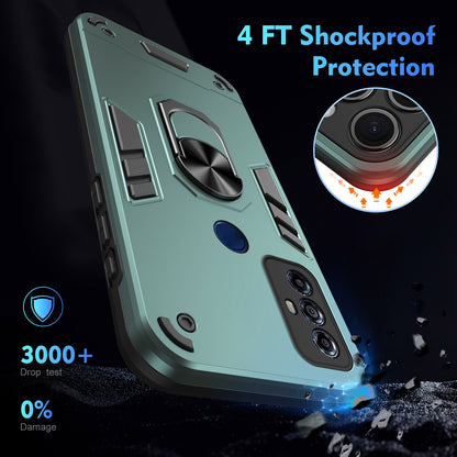 Shockproof Motorola Moto G Play 2023 Phone Case with 360° Rotatable Metal Ring Holder, Magnetic Car Mount Stand, Ultra-Thin PC & Silicone Protection Cover