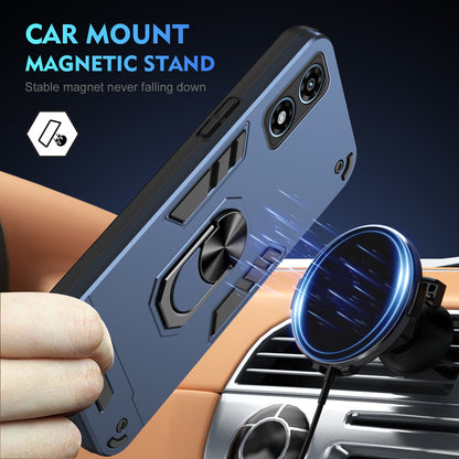 Shockproof Motorola Moto G Play 2024 Phone Case with 360° Rotatable Metal Ring Holder, Magnetic Car Mount Stand, Ultra-Thin PC & Silicone Protection Cover