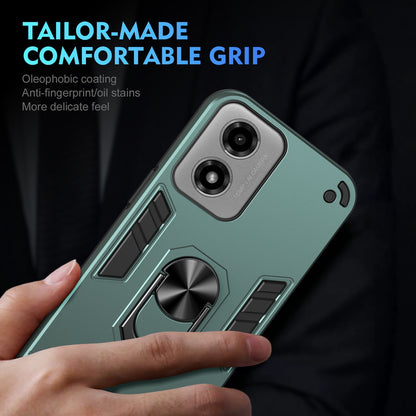 Shockproof Motorola Moto G04 Phone Case with 360° Rotatable Metal Ring Holder, Magnetic Car Mount Stand, Ultra-Thin PC & Silicone Protection Cover