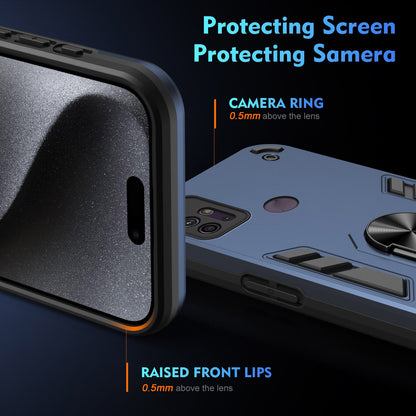 Shockproof Motorola Moto G10 Phone Case with 360° Rotatable Metal Ring Holder, Magnetic Car Mount Stand, Ultra-Thin PC & Silicone Protection Cover