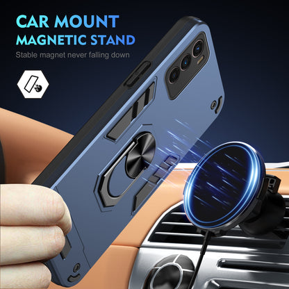 Shockproof Motorola Moto G42 Phone Case with 360° Rotatable Metal Ring Holder, Magnetic Car Mount Stand, Ultra-Thin PC & Silicone Protection Cover