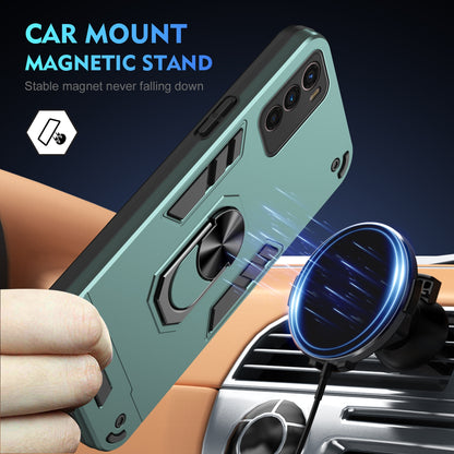 Shockproof Motorola Moto G42 Phone Case with 360° Rotatable Metal Ring Holder, Magnetic Car Mount Stand, Ultra-Thin PC & Silicone Protection Cover