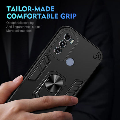 Shockproof Motorola Moto G60 Phone Case with 360° Rotatable Metal Ring Holder, Magnetic Car Mount Stand, Ultra-Thin PC & Silicone Protection Cover