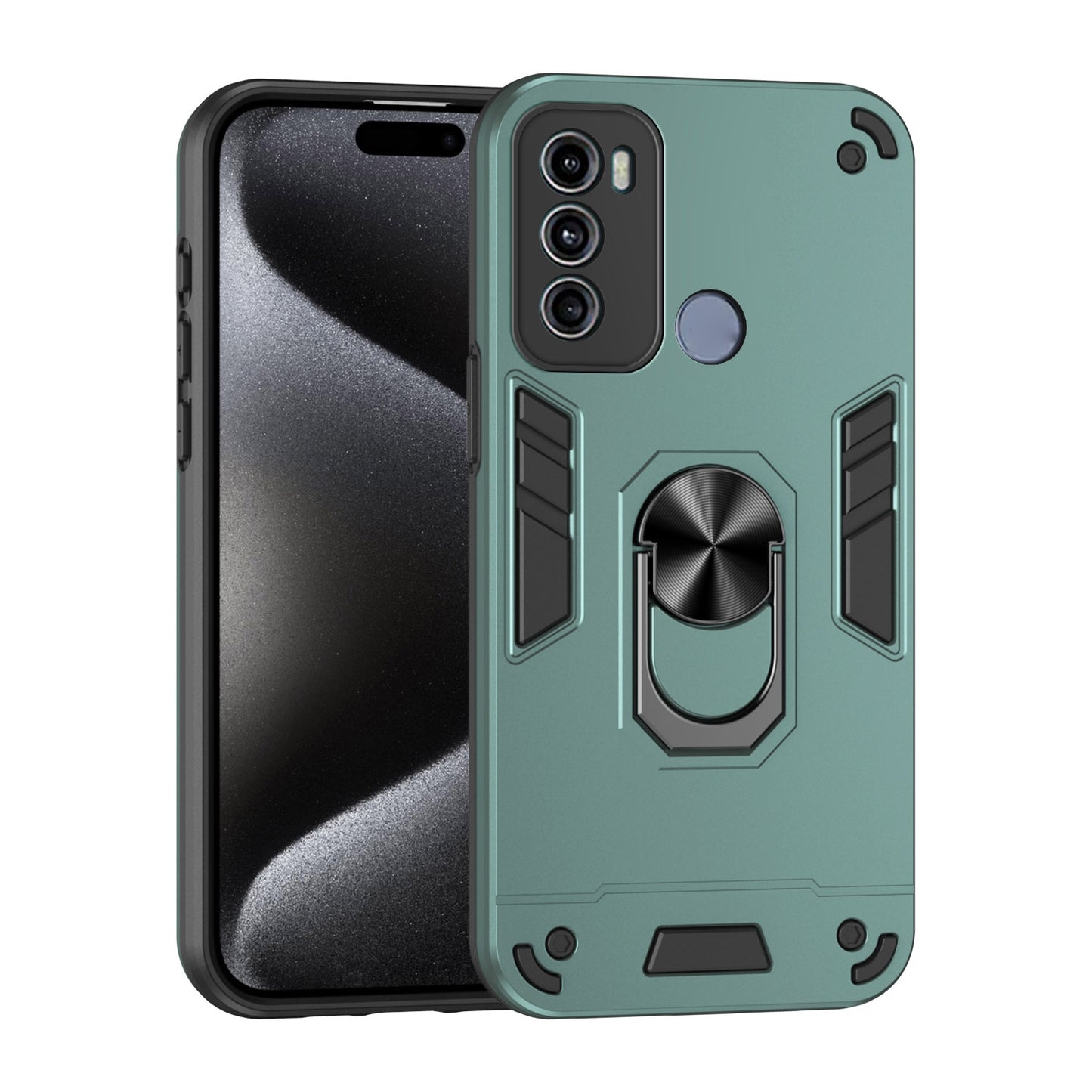 Shockproof Motorola Moto G60 Phone Case with 360° Rotatable Metal Ring Holder, Magnetic Car Mount Stand, Ultra-Thin PC & Silicone Protection Cover