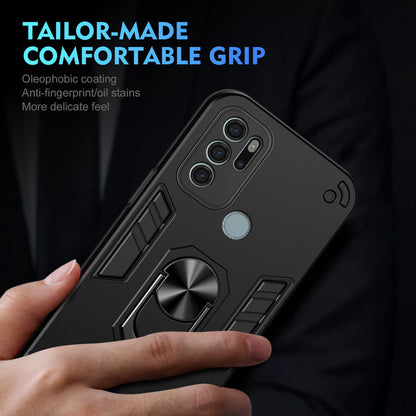 Shockproof Motorola Moto G60s Phone Case with 360° Rotatable Metal Ring Holder, Magnetic Car Mount Stand, Ultra-Thin PC & Silicone Protection Cover