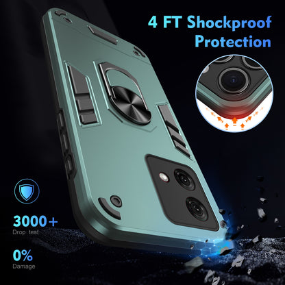 Shockproof Motorola Moto G84 Phone Case with 360° Rotatable Metal Ring Holder, Magnetic Car Mount Stand, Ultra-Thin PC & Silicone Protection Cover