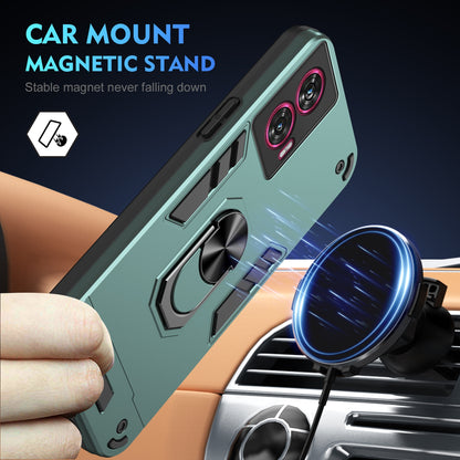 Shockproof Motorola Edge 50 Fusion Phone Case with 360° Rotatable Metal Ring Holder, Magnetic Car Mount Stand, Ultra-Thin PC & Silicone Protection Cover