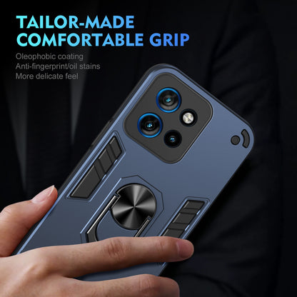 Shockproof Motorola Edge 50 Neo Phone Case with 360° Rotatable Metal Ring Holder, Magnetic Car Mount Stand, Ultra-Thin PC & Silicone Protection Cover