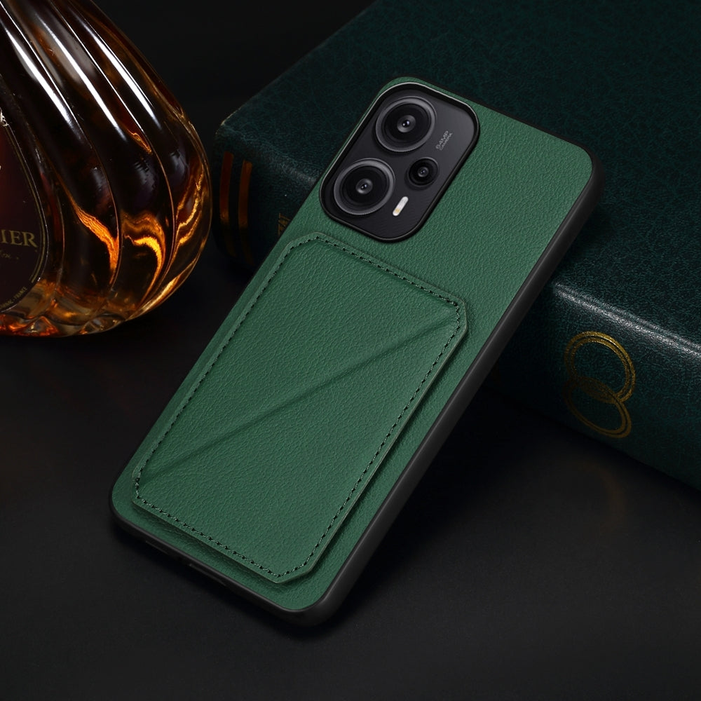 Xiaomi Redmi Note 12 Turbo Calf Texture Leather Case with Dual Card Slots and Stand Function