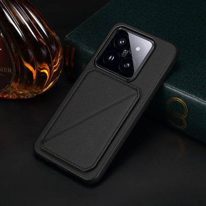 Xiaomi 14 Pro Calf Texture Leather Case with Dual Card Slots and Stand Function