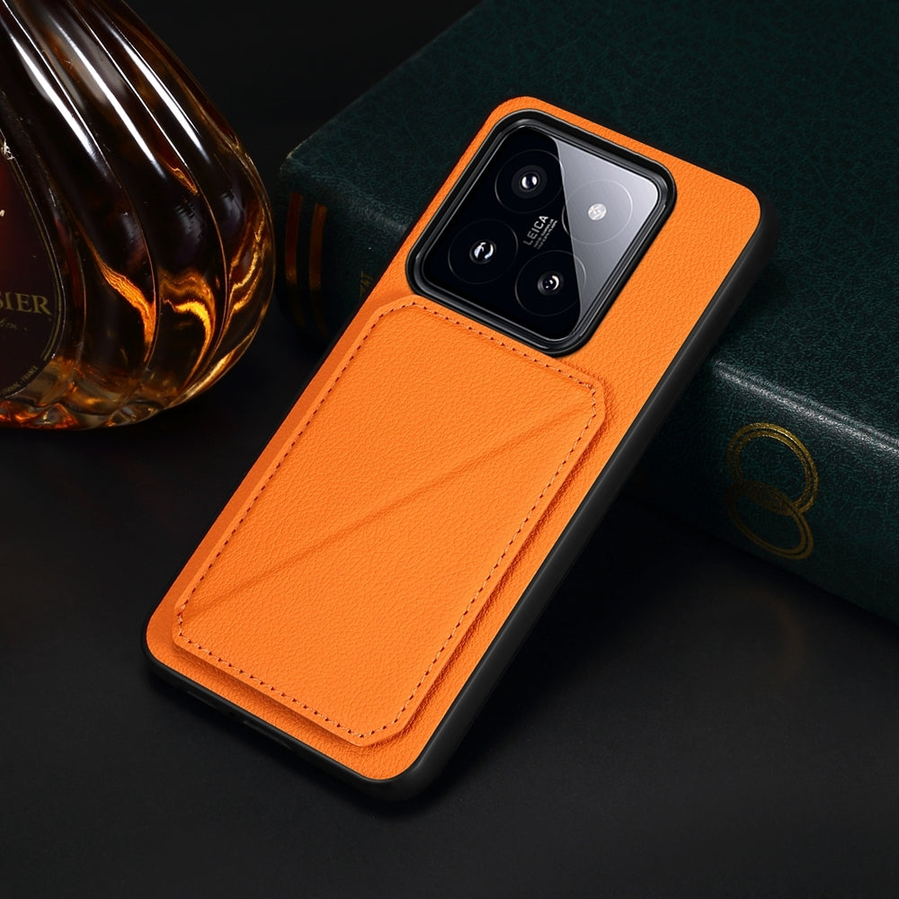 Xiaomi 14 Pro Calf Texture Leather Case with Dual Card Slots and Stand Function