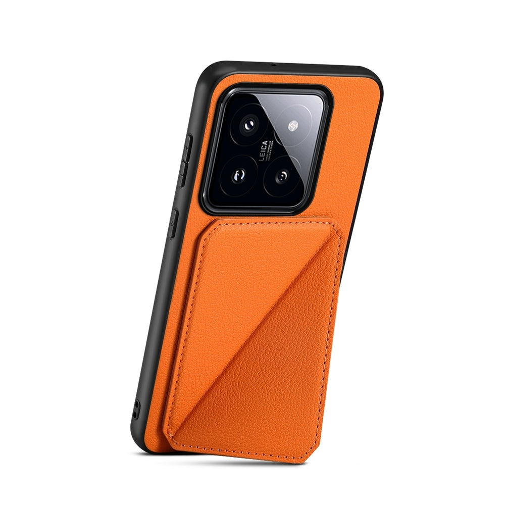 Xiaomi 14 Pro Calf Texture Leather Case with Dual Card Slots and Stand Function