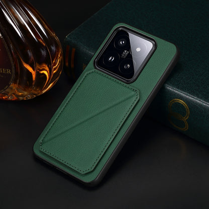 Xiaomi 14 Pro Calf Texture Leather Case with Dual Card Slots and Stand Function