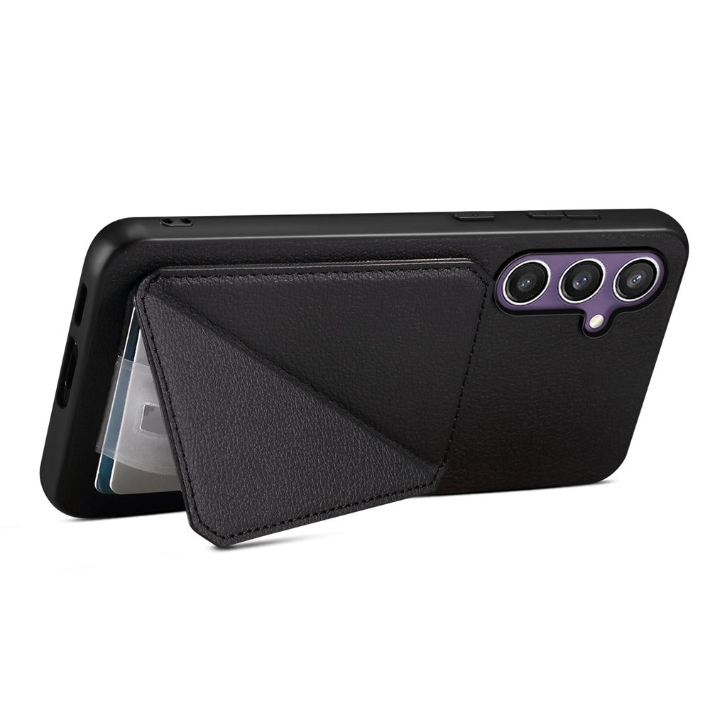 Samsung Galaxy S24+ 5G Calf Texture Leather Case with Dual Card Slots and Stand Function