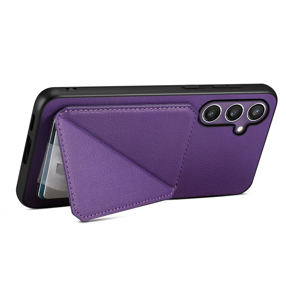 Samsung Galaxy S24+ 5G Calf Texture Leather Case with Dual Card Slots and Stand Function