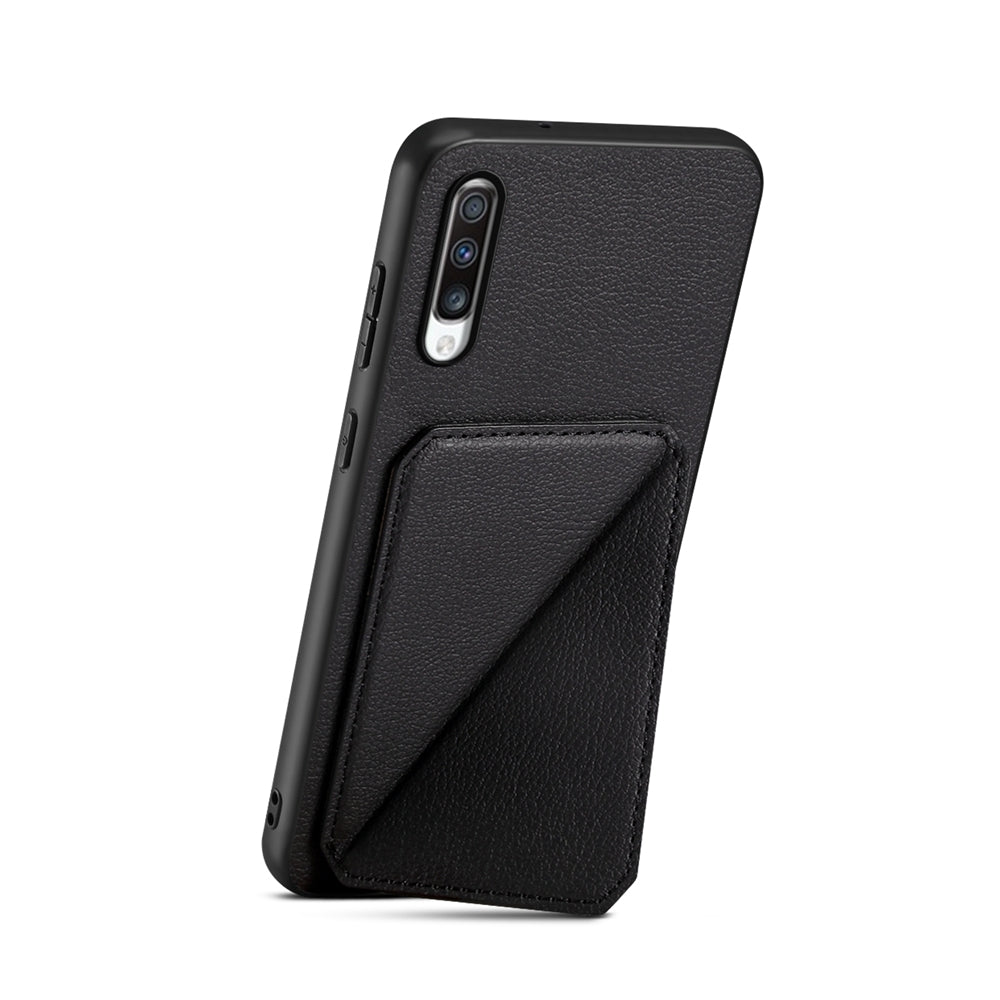 Samsung Galaxy A70 Calf Texture Leather Case with Dual Card Slots and Stand Function