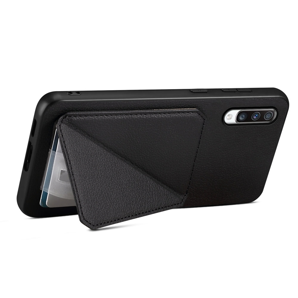 Samsung Galaxy A70 Calf Texture Leather Case with Dual Card Slots and Stand Function