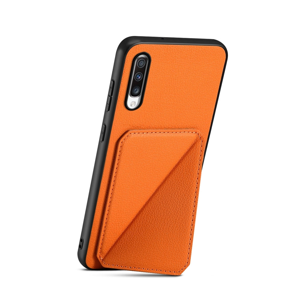 Samsung Galaxy A70 Calf Texture Leather Case with Dual Card Slots and Stand Function