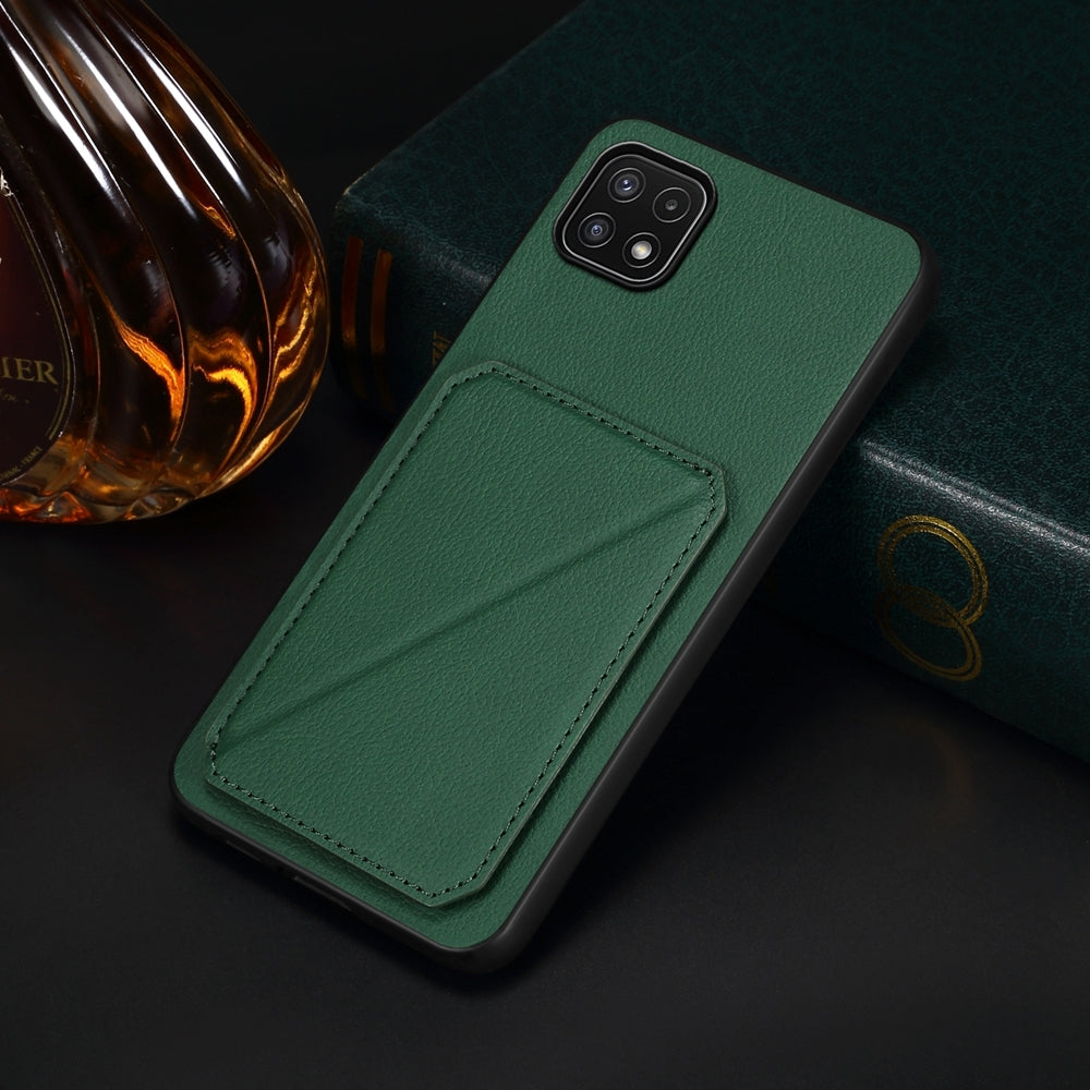 Samsung Galaxy A22 5G Calf Texture Leather Case with Dual Card Slots and Stand Function