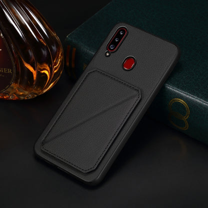 Samsung Galaxy A20s Calf Texture Leather Case with Dual Card Slots and Stand Function