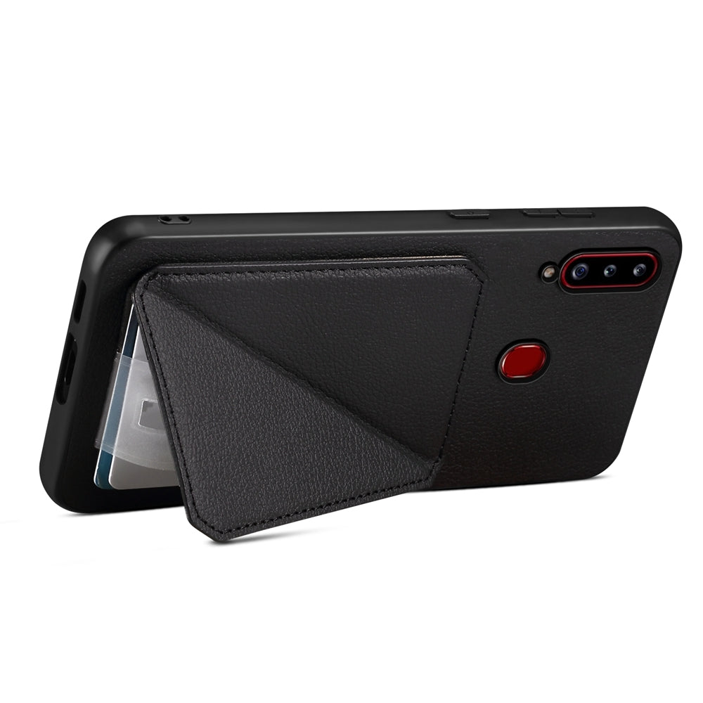 Samsung Galaxy A20s Calf Texture Leather Case with Dual Card Slots and Stand Function