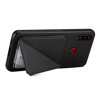 Samsung Galaxy A20s Calf Texture Leather Case with Dual Card Slots and Stand Function