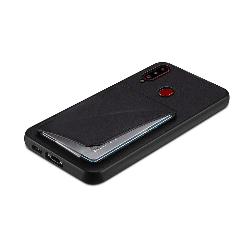 Samsung Galaxy A20s Calf Texture Leather Case with Dual Card Slots and Stand Function