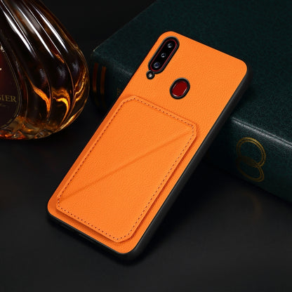 Samsung Galaxy A20s Calf Texture Leather Case with Dual Card Slots and Stand Function